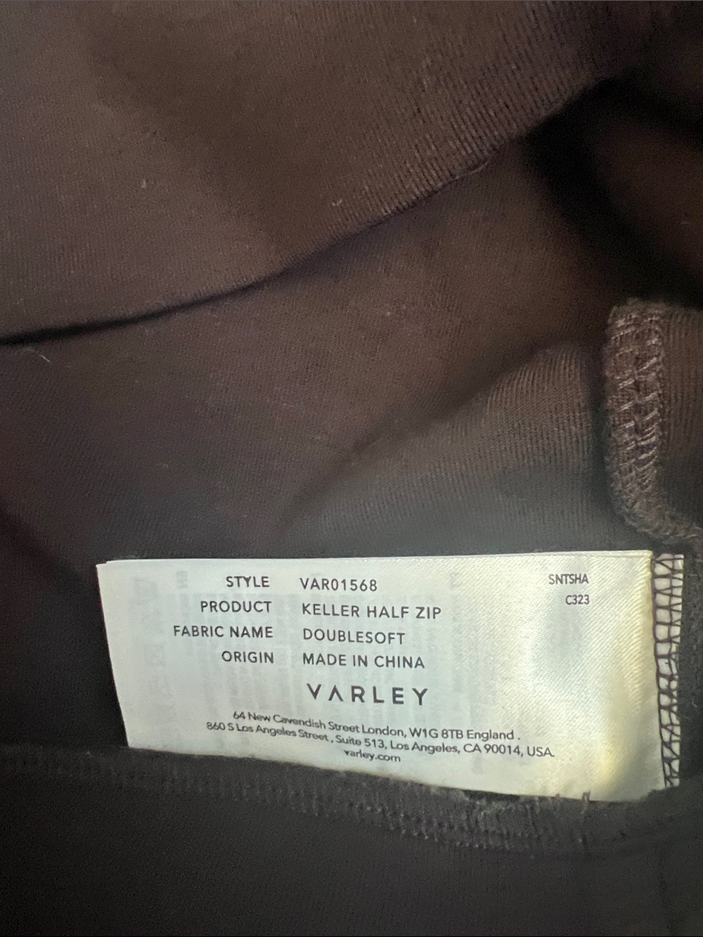 Varley Keller Half zip Sweatshirt in Deep Brown - Picture 3 of 3